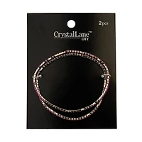 Crystal Lane DIY Silver & Rose Rhinestones Bracelets, 2ct.
