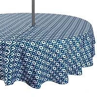 DII® 52" Round Blue Ikat Outdoor Tablecloth with Zipper