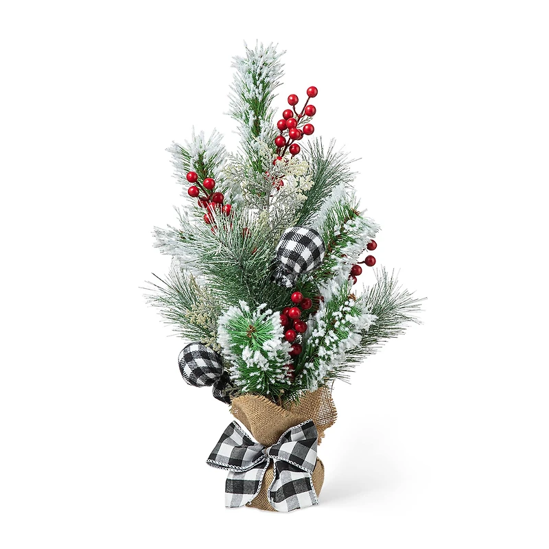 Glitzhome® 21" Flocked Pine & Berries Table Tree