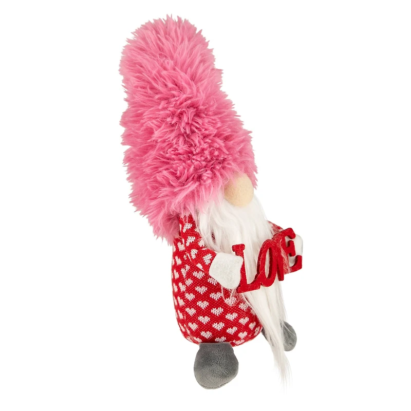 18" Fluffy Pink Faux Fur 'Love' Valentine's Day Gnome