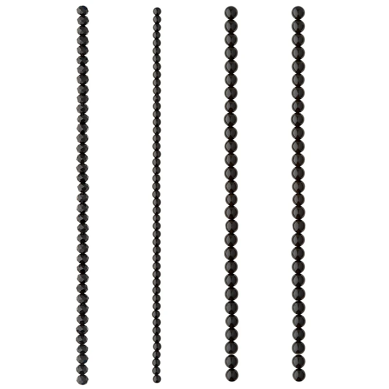 12 Pack: Black Mixed Glass Round Beads by Bead Landing™