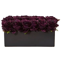 Dozen Silk Roses in Ceramic Rectangular Planter
