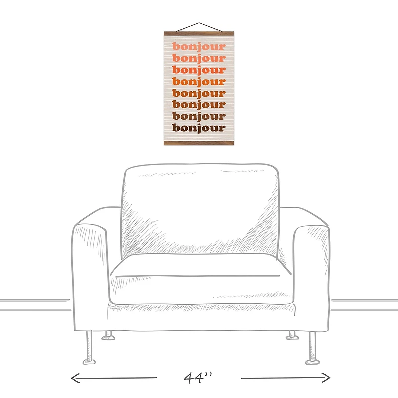 Bonjour Gradient 12" x 18" Teak Hanging Canvas