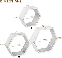 Rustic Gray Floating Hexagonal Shelf Set