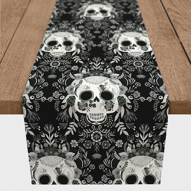 Sugar Skull Pattern 16" x 90" Cotton Twill Runner
