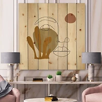 Designart - One Line Art Portrait of Woman In Terracotta Tones