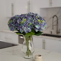 20" Artificial Hydrangea Arrangement in Glass Vase