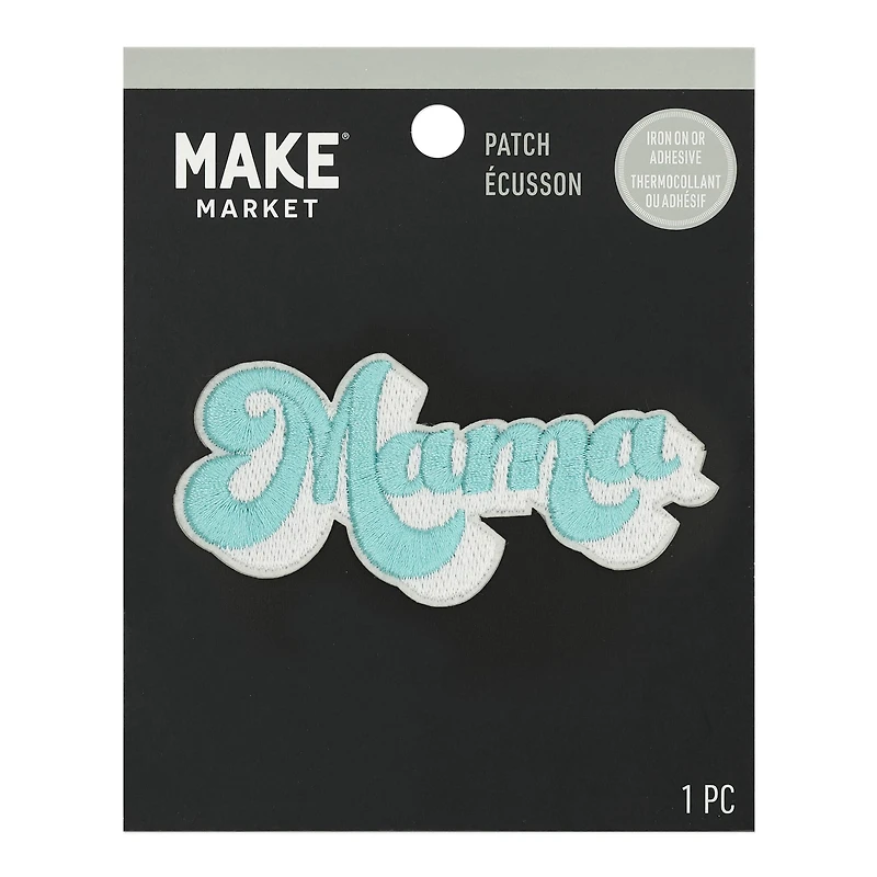 Blue Embroidered Mama Iron On & Adhesive Patch by Make Market®