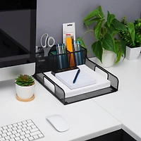 Mind Reader Black Metal Mesh Utensil, Napkin & Plate Serving Tray