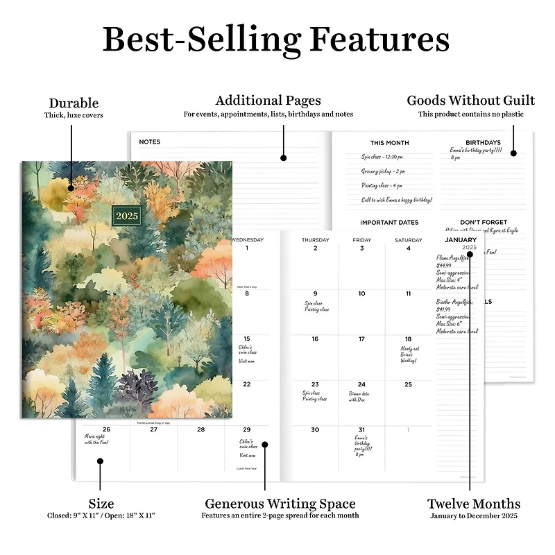 TF Publishing 2025 Mural of Trees Large Monthly Planner