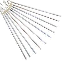 Set of 10 White LED Snowfall Icicle Christmas Tube Lights - 20.5 ft Clear Wire