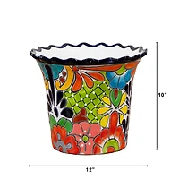 12" Handmade Mexican Talavera Ceramic Planter