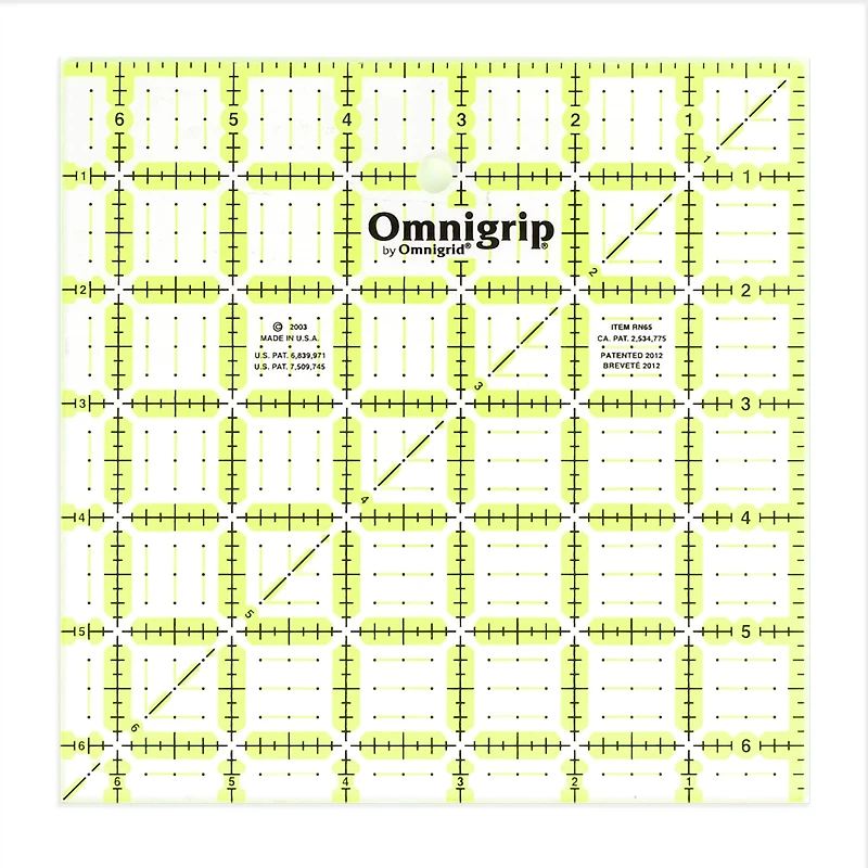 Omnigrip® by Omnigrid® 6.5" x 6.5" Non-Slip Square Quilting Ruler
