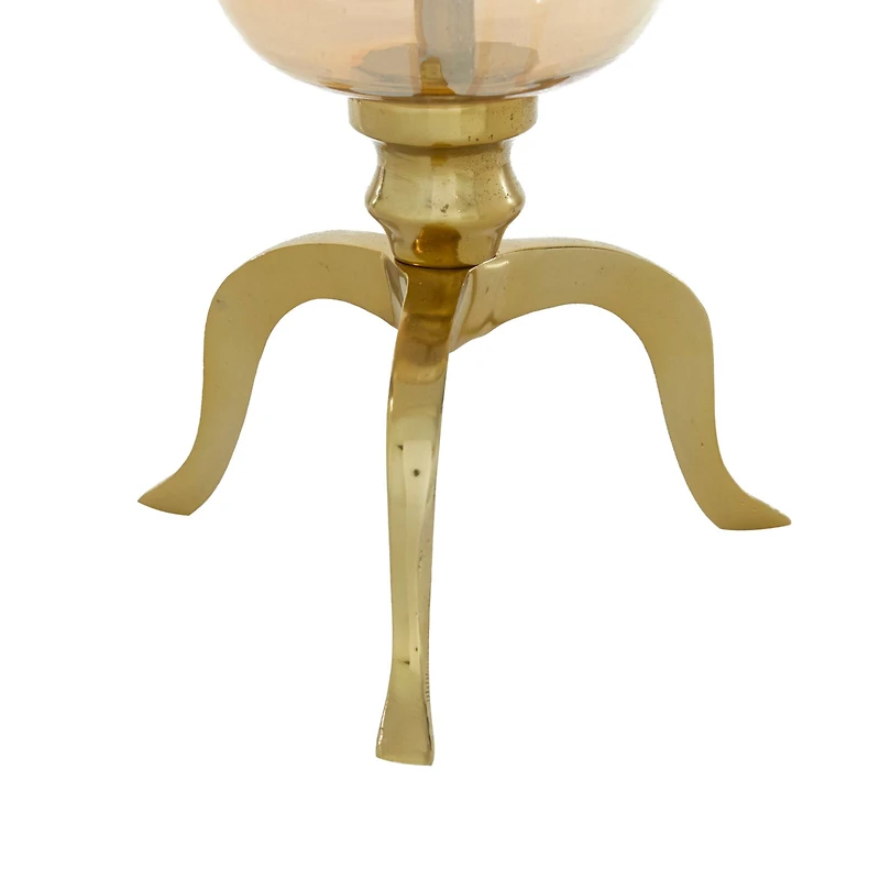 18" Gold Aluminum & Glass Traditional Candlestick Holder