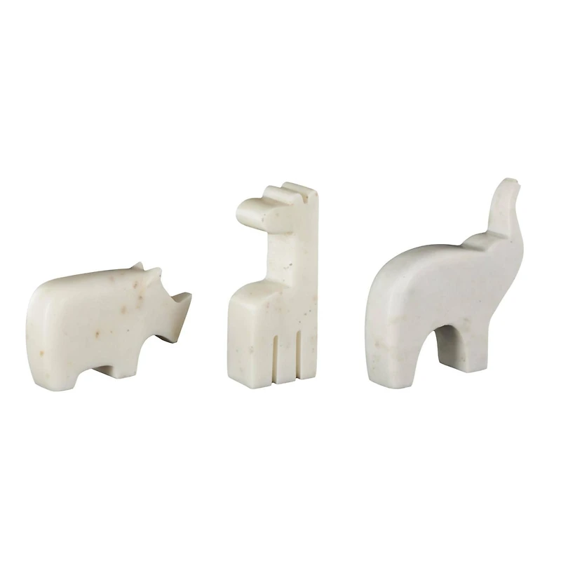 Cream Marble Safari Animals Abstract Sculptures, 3ct.
