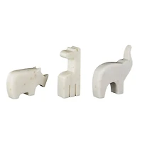 Cream Marble Safari Animals Abstract Sculptures, 3ct.