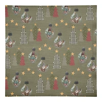 Tree & Globe Pattern Cotton Twill Napkin