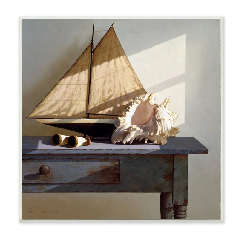 Stupell Industries Sailboat & Shell Wooden Wall Plaque