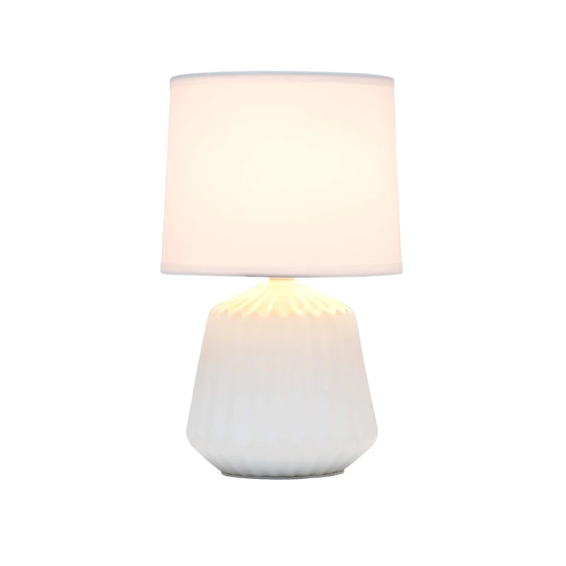 Simple Designs 11.3" Petite Off White Pleated Base Table Lamp