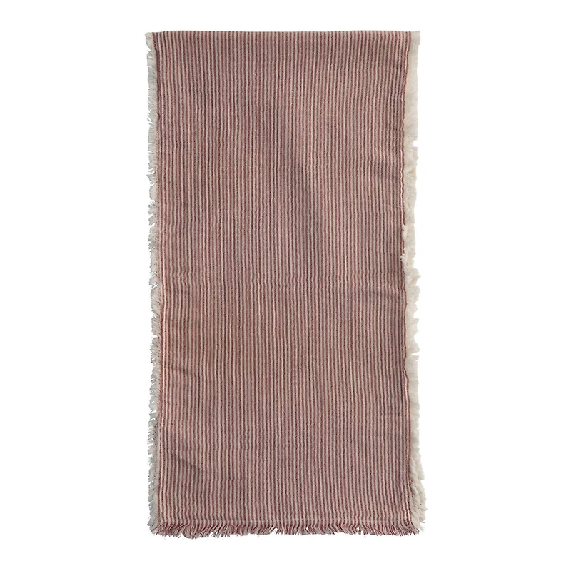 Hello Honey® 72" Red & White Stripes Brushed Cotton Table Runner with Fringe