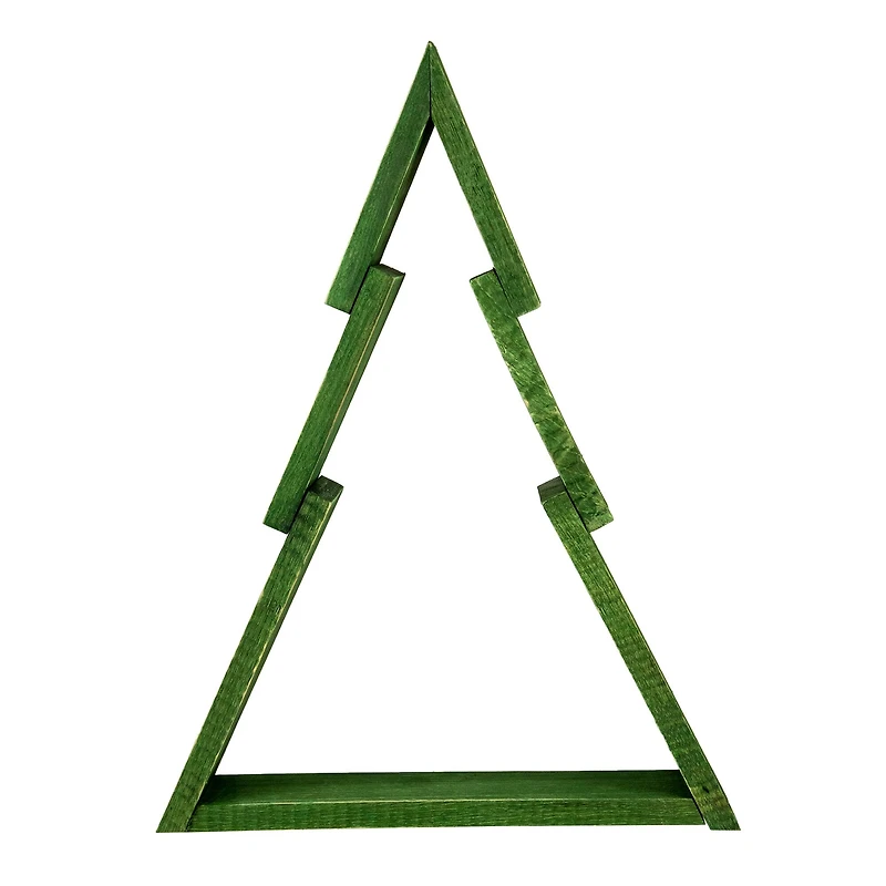 12" Green Geometric Wooden Christmas Tree Tabletop Décor