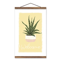 Designs Direct Welcome House Plant Teak Hanging Canvas