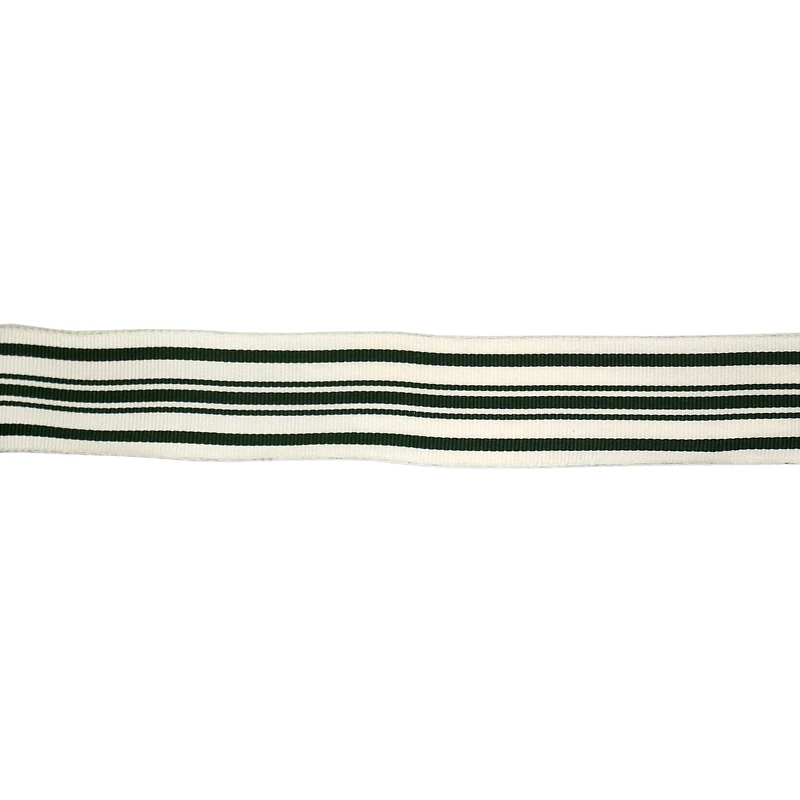 1.5" x 30ft. Green Ticking Ribbon by Celebrate I