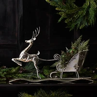 2ft. Hammered Metal Reindeer with Sleigh