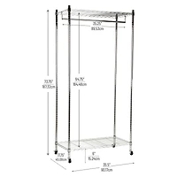 Mind Reader Heavy Duty Rolling Garment Rack with Adjustable Bar, Chrome