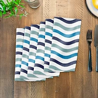 Blue Wavy Lines Cotton Twill Napkin