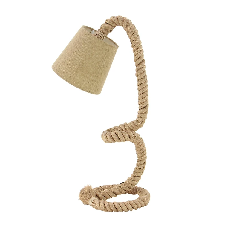 Brown Rope and Iron Rustic Desk Lamp, 32" x 11" x 14"