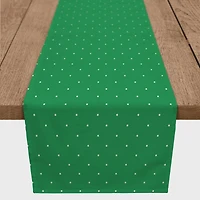 72" White Dots on Green Poly Twill Table Runner