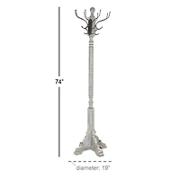 74" Gray Wood & Metal Farmhouse Coat Rack