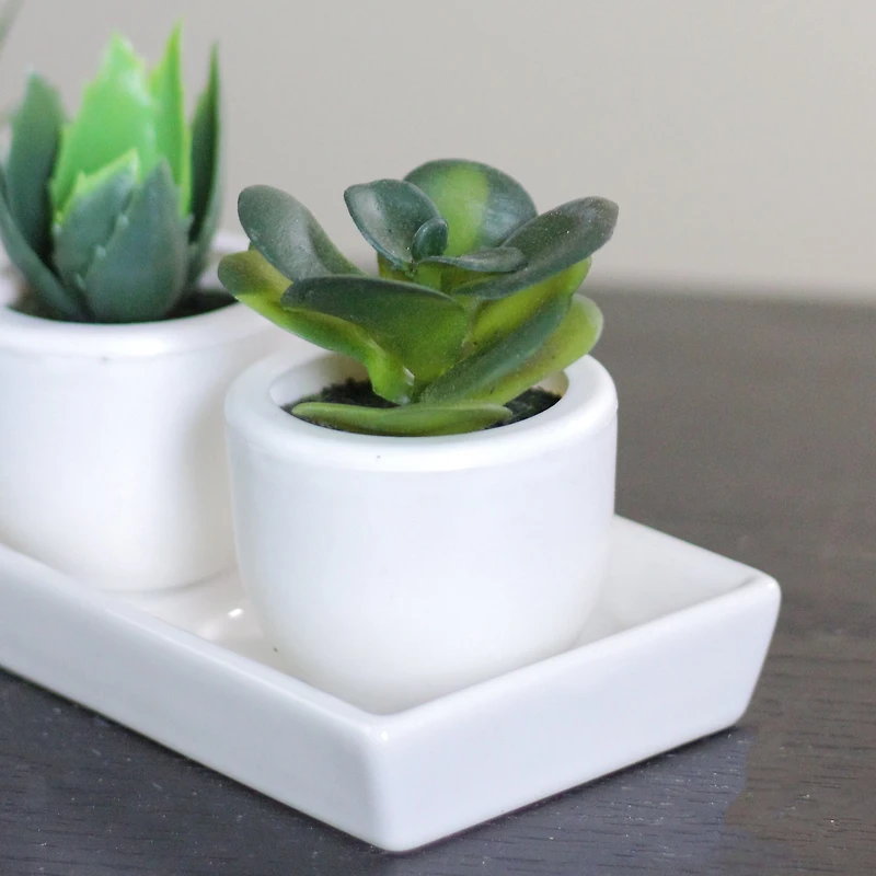 3" Artificial Tabletop Planter with White Pot