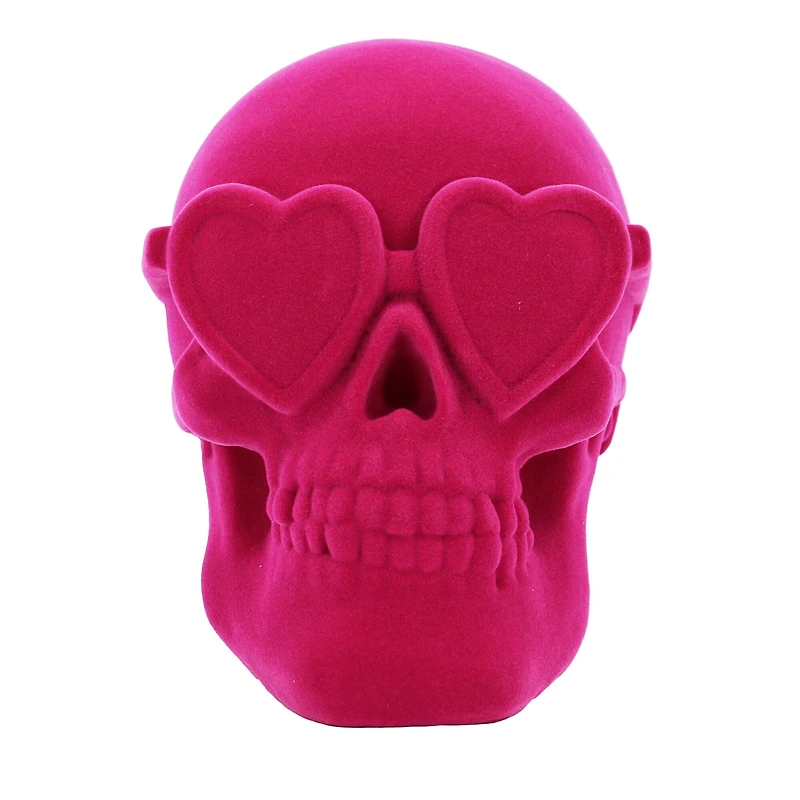 6.5" Hot Pink Flocked Skull Tabletop Décor by Ashland®