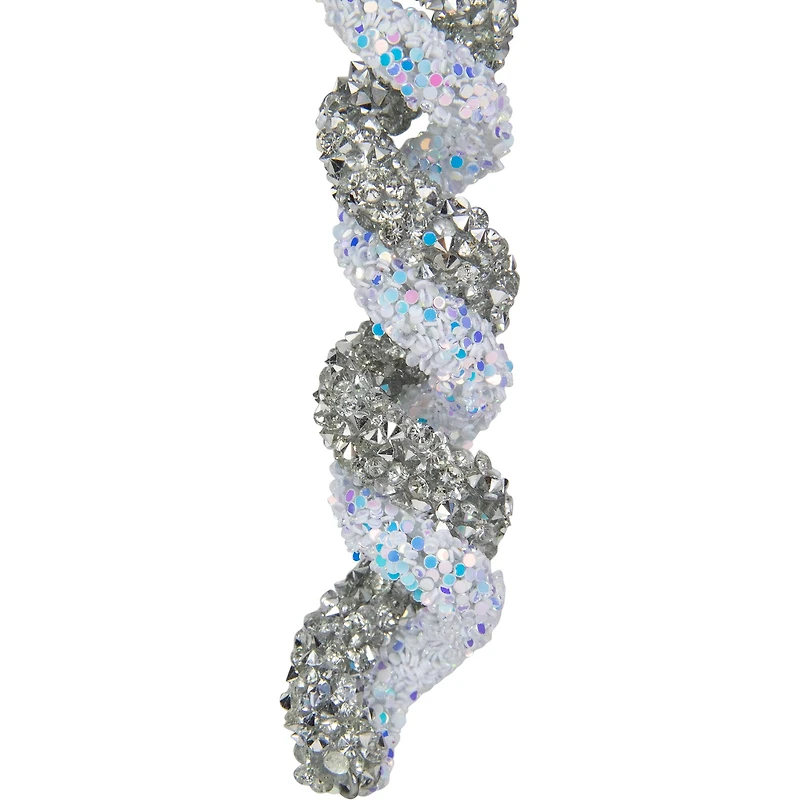 Glitter Spiral Twist Icicle Christmas Ornament - 7" - Silver and Blue