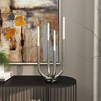 The Novogratz 15" Silver Stainless Steel Abstract U-Shaped Candelabra