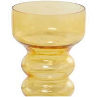 Novogratz Yellow Glass Bubble Pillar Candle Holder Set