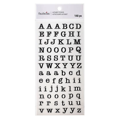 12 Pack: Black Typewriter Alphabet Stickers by Recollections™