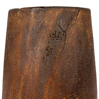 Hello Honey® Brown Round Reclaimed Wood Vase with Distressed Finish Set