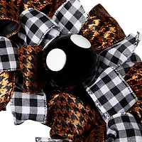 24'' Unlit Orange and Black Witch with Bows Halloween Wreath