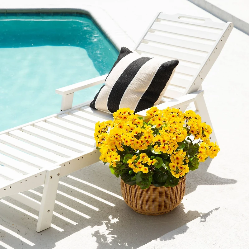 19" UV Resistant Artificial Geranium Bush (Indoor/Outdoor) - Set of 3