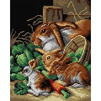 Orchidea Gobelin Alfred Richardson Barber - A Rabbit Family with Carrots and Cabbages Halfstitch Canvas
