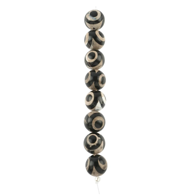 Black & Gray Tibetan Agate Round Beads, 15.5mm by Bead Landing™