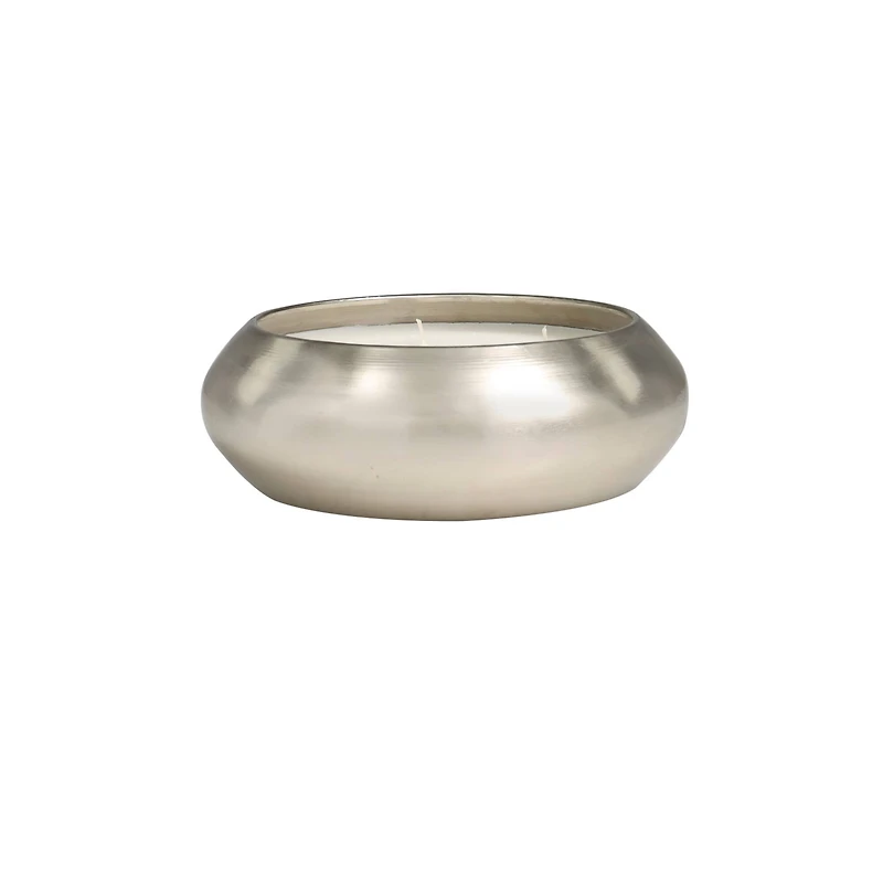 Sweet Bamboo Scented 4-Wick Candle in Wide Silver Bowl