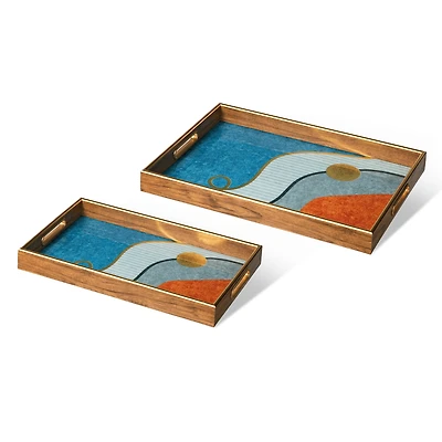 Glitzhome® Rectangle Abstract Patterned Decorative Trays Set