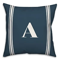 Navy Striped Monogram Throw Pillow