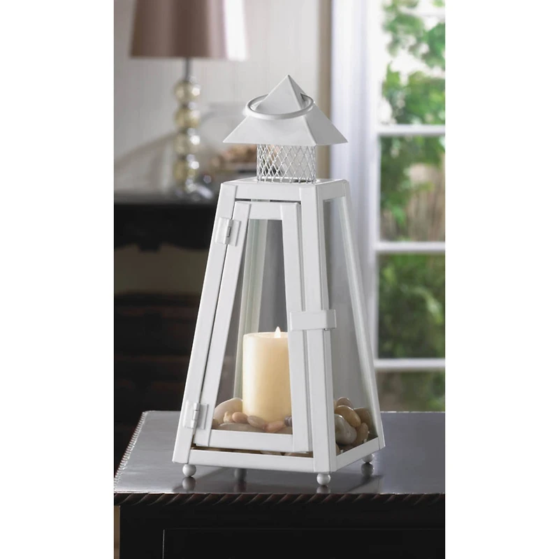 11.5" White Summit Candle Lantern