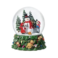 Glitzhome® 150mm Christmas Resin Lighted Musical Snowflakes Snowman Waterglobe