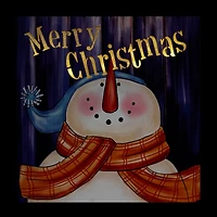 LED Lighted "Merry Christmas" Snowman Christmas Canvas Wall Art